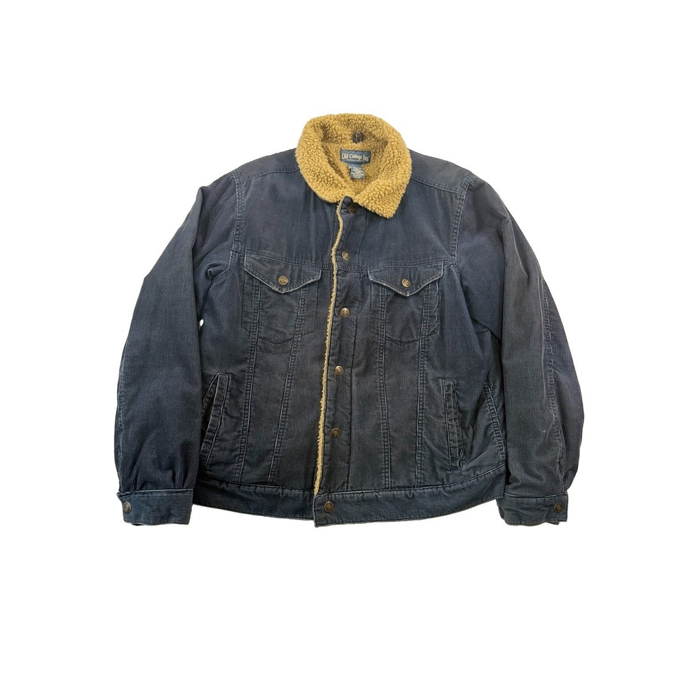 Vintage Old College Inn Corduroy Button Up Jacket Mens Large Blue Sherpa